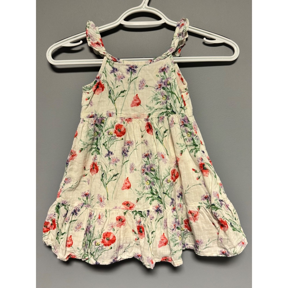Gap Kids Girls Floral Poppy Print Ruffle Strap‎ Tiered Cotton Sundress Size 3T
